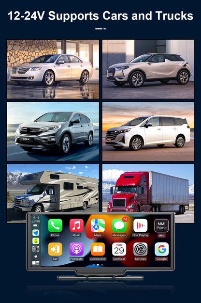 7/10.26" Wireless Carplay Screen for Car,5G Wifi Dash Cam 4K Car DVR,Android Auto Dual Lens GPS Navigation Video Recorder,FM AUX