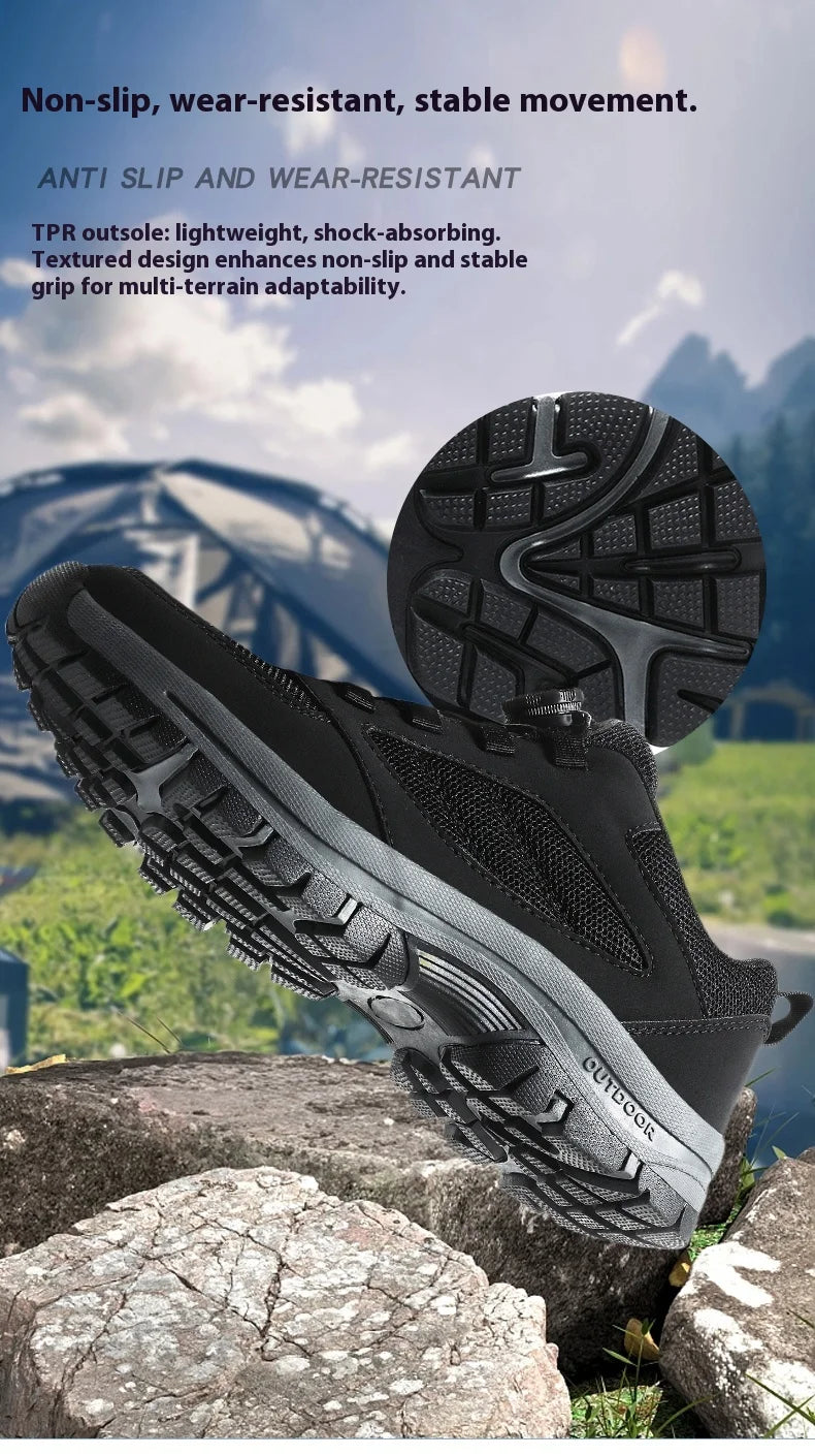 Men'S Spring And Autumn Outdoor Sports Shoes With Rotating Buckle Convenient Comfortable Anti Slip Hiking Shoes Large Size 39-48
