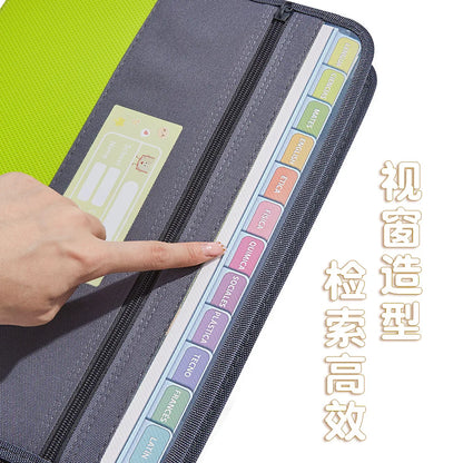 Accordion File Organizer with Safe Zipper, 13 Pocket Expanding File Folder with Front Pencil Pouch, School Office Supplies
