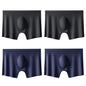 4PCS Men's Ice Silk Ultra-thin Seamless Shorts Sexy Lingerie Solid Breathable Boxers Briefs Men Underpants