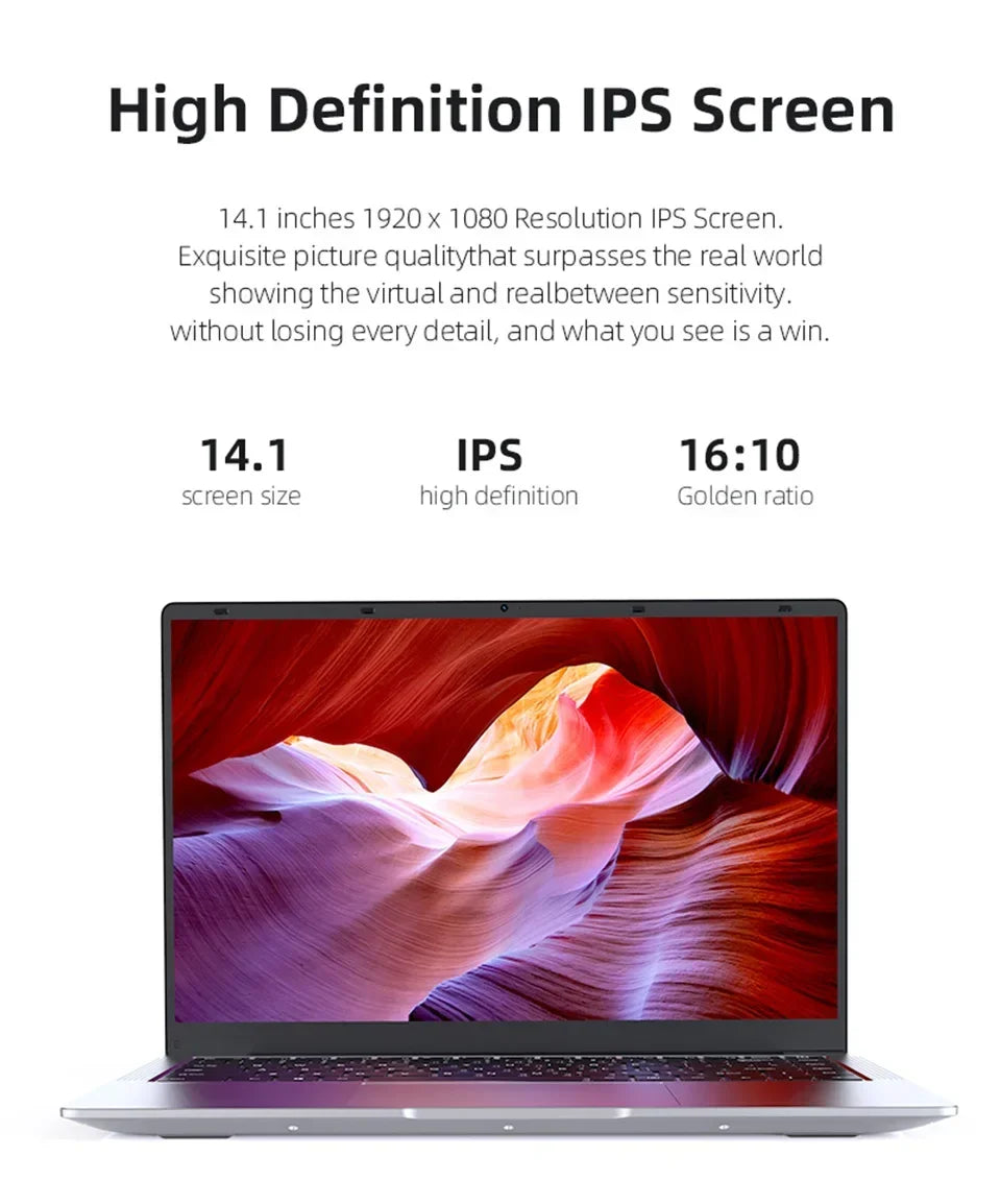 14.1 Inch Business Ultra Portable Laptop I9-9900 I9-10980HK 2026 Win11 DDR4 16GB/32GB RAM 2TB SSD Slim Office Notebook PC