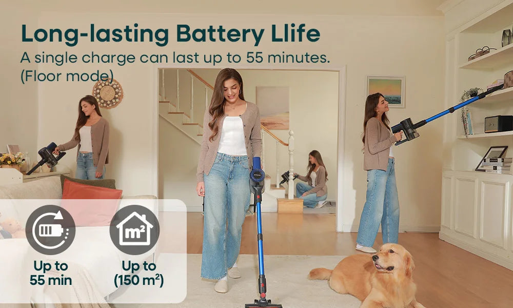 Erabros EV2 450W 55kpa Cordless Vacuum Cleaner High Suction Power Handheld Smart Home Cleaner Capacity LED Display Floor Carpet