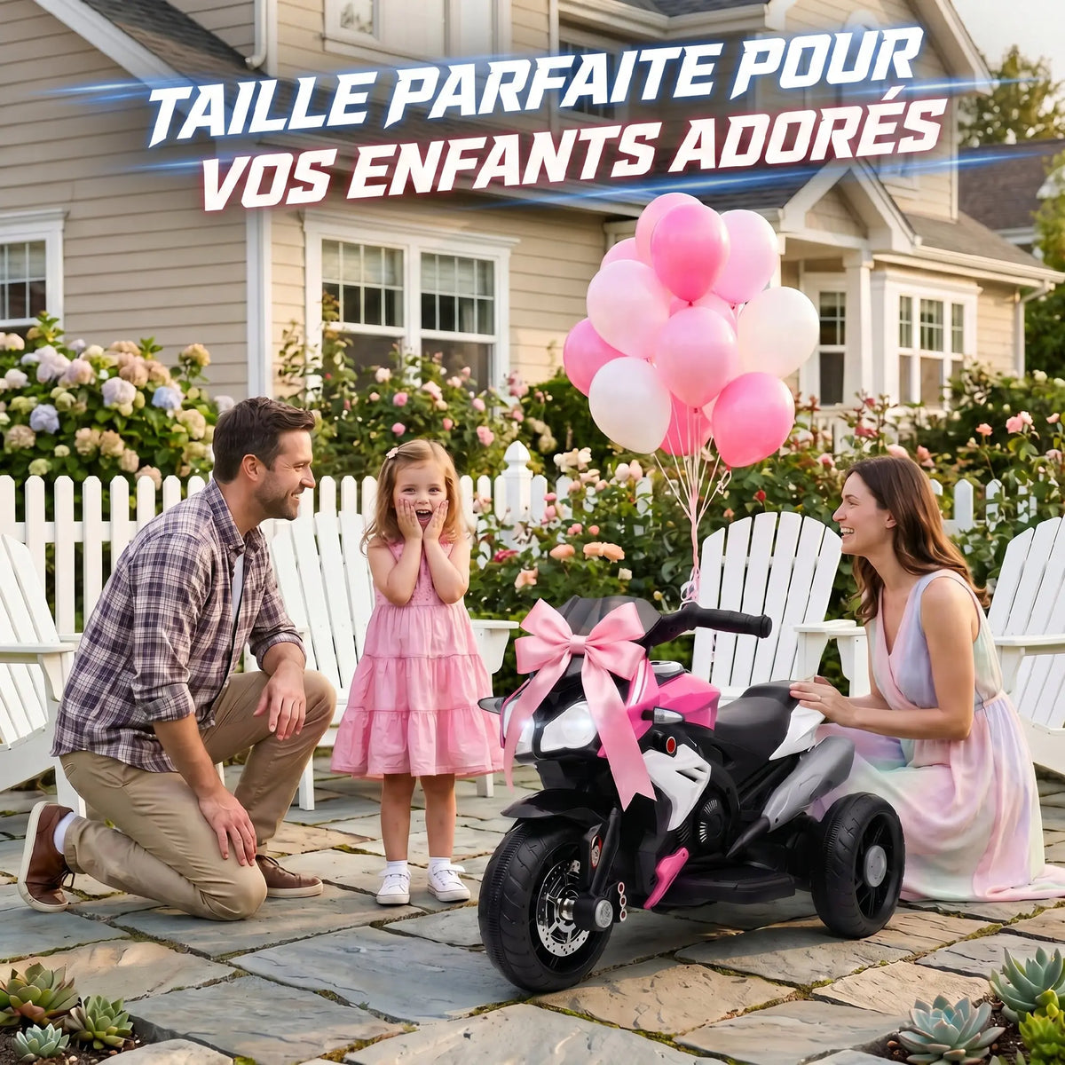 3-wheel 6 V electric Motorbike for children, electric car for 3- to 5-year-olds, with light and sound effects, 86x42x52cm, pink