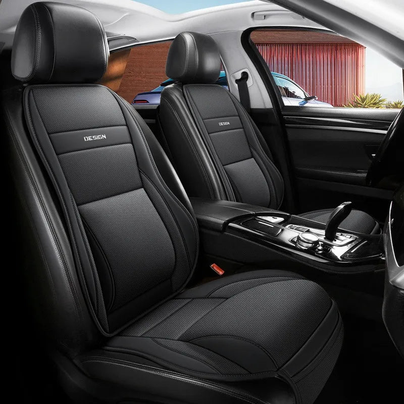 Ergonomic PU Leather Car Seat Cushion with Lumbar & leg Support Ventilated Design Storage Pockets Universal Fit for Most Cars