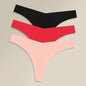 3PCS Women Ice Silk Seamless Thongs Underpants Sexy V-Waist Ultra-thin Panties Girls Low Rise Invisible G-string Lingerie XS-XL