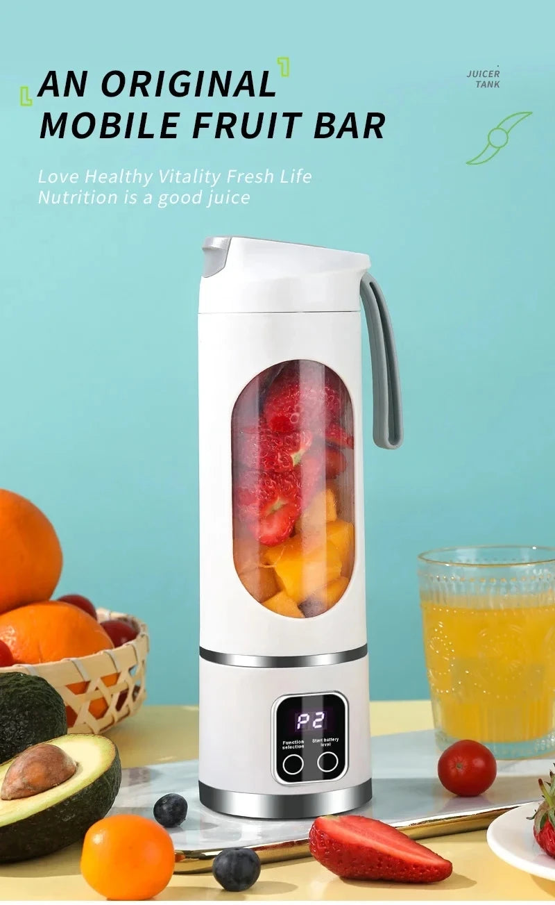 2026 New Household Charging MINI Crushed Ice Electric Juicer Powerful Motor 450ML Large Capacity Digital Display Juice Cup