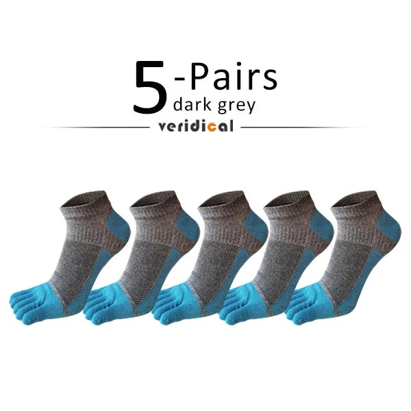1/5 Pairs Summer Toe Ankle Socks Cotton Colorful Mesh Breathable Shallow Mouth Sweat-Absorbing Deodorant No Show 5 Finger Socks