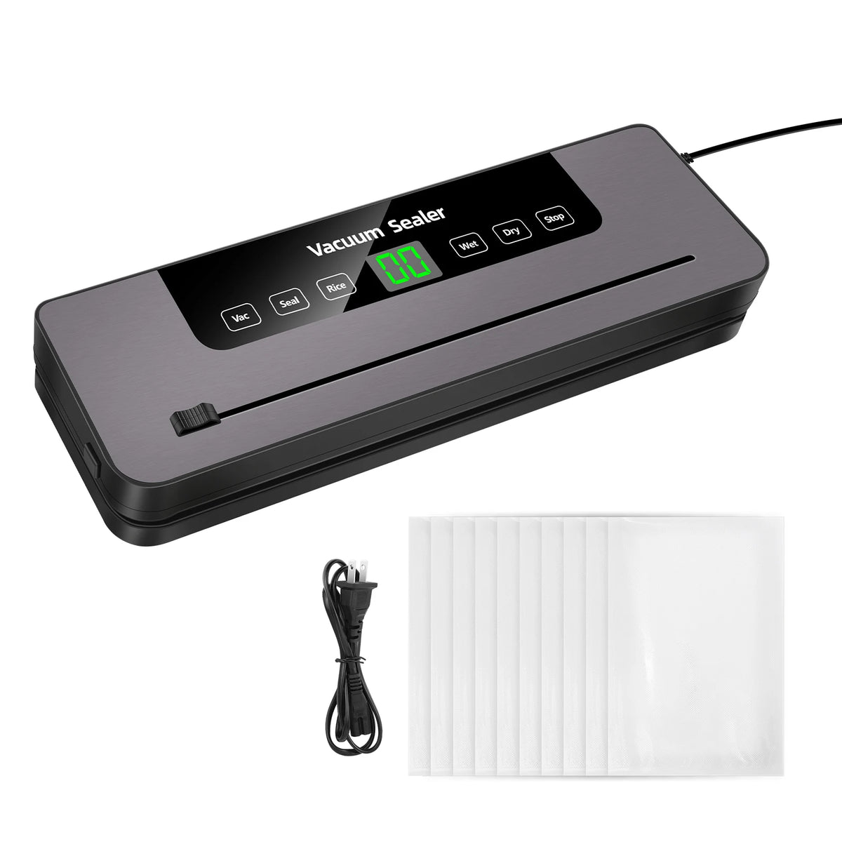 6 in 1 Vacuum Sealer Machine, 6 Modes Multi-Functional Food Vacuum Sealer with 10PCs Vacuum Bags, 30cm Longer Seal Food Sealer Built-In Cutter, Keep Meat Vegetables Snacks Fruits Grains Fresh