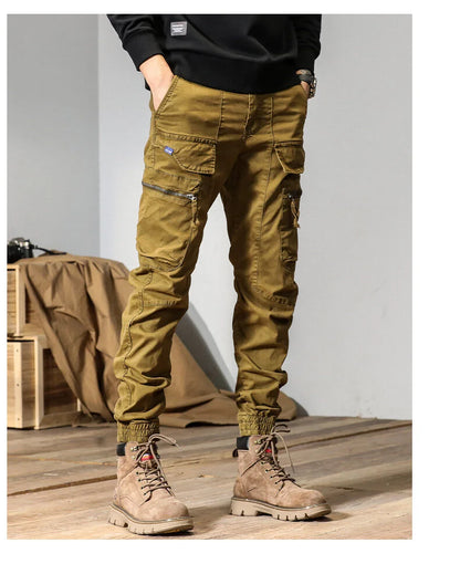 CAAYU Joggers Cargo Pants Men Casual Y2k Multi-Pocket Male Trousers Sweatpants Streetwear Techwear Tactical Track Gray Pants Men