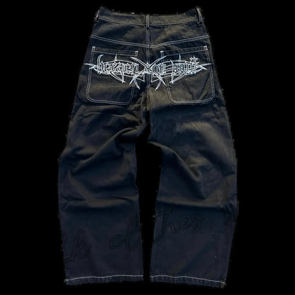 2025 New Prints Jeans Men Streetwear Baggy Wide Leg Jeans Korean Fashion Drapes Straight Casual Loose Denim Cargo Pants