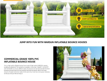 Commercial Durable White Wedding Bounce House Inflatable Combo Bouncy Castle With All Pvc For Indoor Outdoor Kids And Tollders