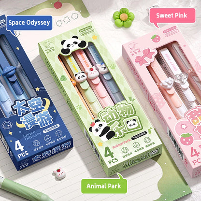 4 Pcs/Set Creative Pull-Type Erasable Gel Pens Blue Ink 0.5mm ST Erasable Pen for School Student Exam Writing Stationery