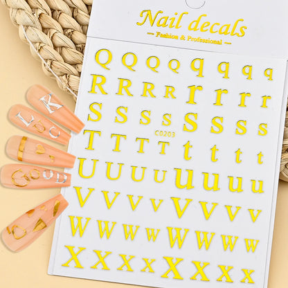 3D Glittery Gothic Letter Design Nail Art Stickers Uppercase Alphabet Letters Artistic Designs DIY Nail Art Decals Decoration #1