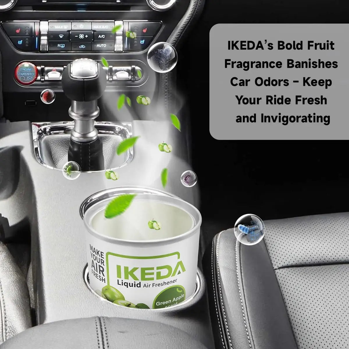 IKEDA 120g Green Apple Scent Liquid Air Freshener, Long Lasting Fruity Fragrance, Powerful Odor Eliminator for Car Home Office,