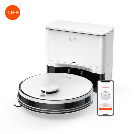 ILIFE A30 Pro Robot Vacuum Cleaner with Automatic Self-Emptying Station, 5000Pa Strong Suction, LDS Navigation, 180min Runtime, 2-in-1 Mop and Sweep , APP Control ，Home Floor Carpet Clean