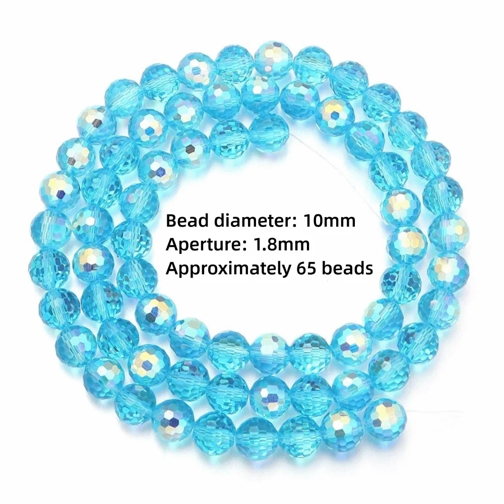 6/8/10mm Sizes Faceted Glass Beads 96-faceted Pink Blue Crystal Earth Beads Faceted Cut Style Plating Clear Jewelry Making Beads