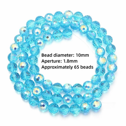 6/8/10mm Sizes Faceted Glass Beads 96-faceted Pink Blue Crystal Earth Beads Faceted Cut Style Plating Clear Jewelry Making Beads