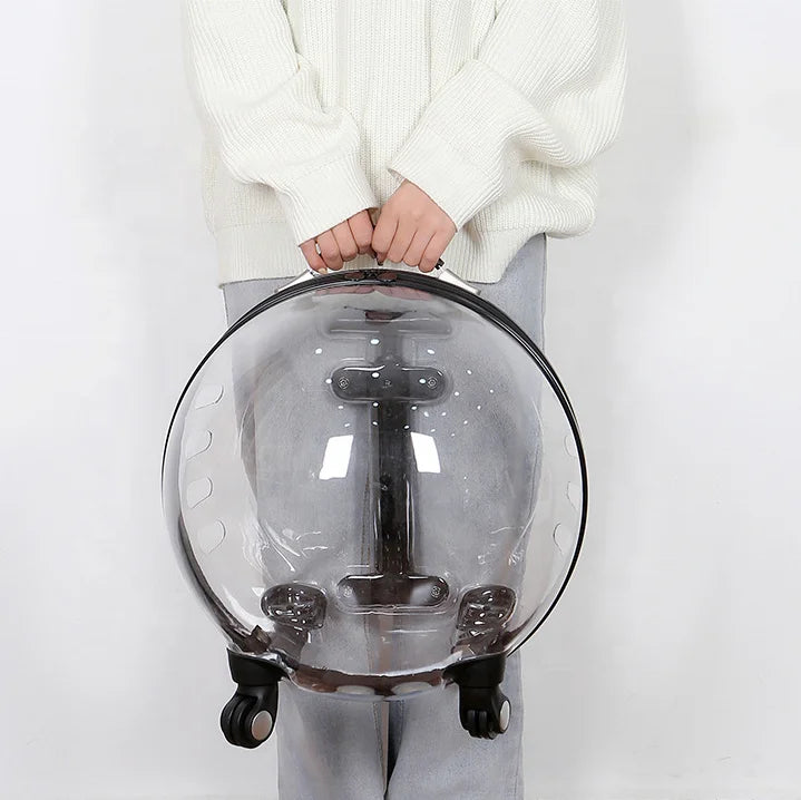 Custom Luxury Transparent Capsule Pet Travel Trolley New Strollers for Puppies Dogs Cats Comfortable Carriers Bag Wheel Trolley