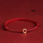 Hand Braided Red Rope Bracelet Copper Lucky Bead Hand Rope Couple Bracelet Simple Buckle Ethnic Original Female Accessory