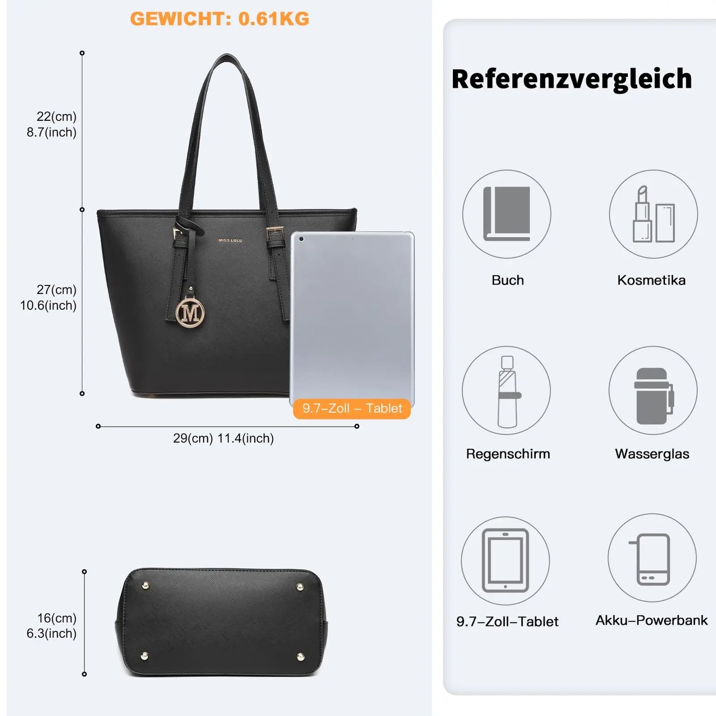 Miss Lulu WOMEN'S Handbag Big Shopper bag Handle bag Tote Bag for school Work Daily Perfect gift