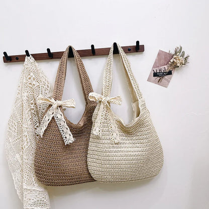 Fashion Rattan Women Shoulder Bags Woven Female Handbags Large Capacity Summer Beach Straw Bags Casual Tote Purses