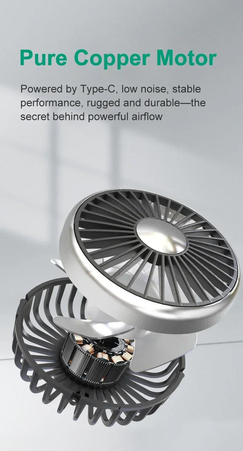 EAFC Car USB Fan Dual Head Cooling Air Fan Independent Switch 3-Speed 360 Degree Adjustable Auto Fan Car Electrical Appliances