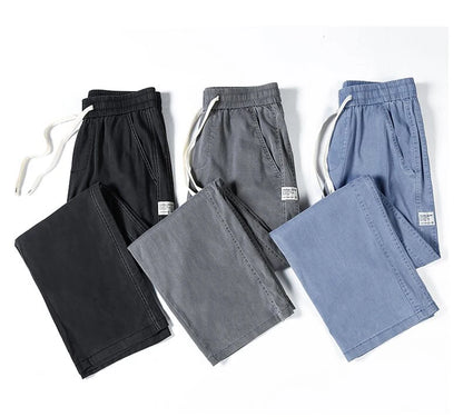Men's Summer Soft Lyocell Fabric Jeans Thin Loose Straight Denim Pants Drawstring Elastic Waist Casual Trousers Plus Size M-5XL