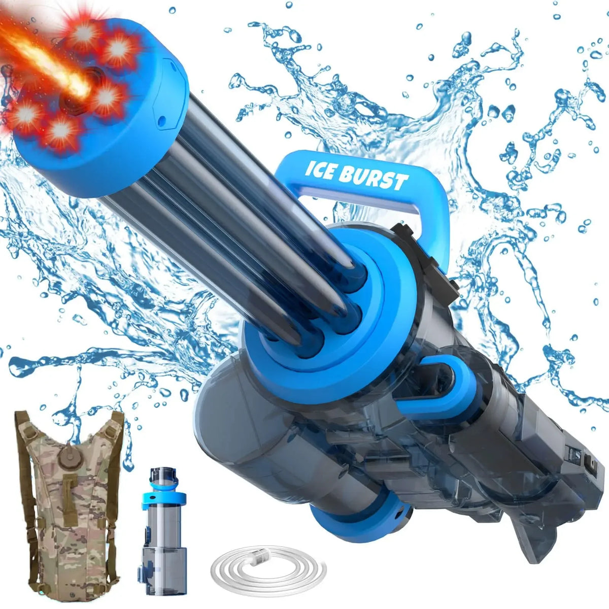2025 The Strongest Gatling Electric Water Gun Toy, Summer Beach Pool Battle Light Shooting Water Gun Boy Adult Children Gifts