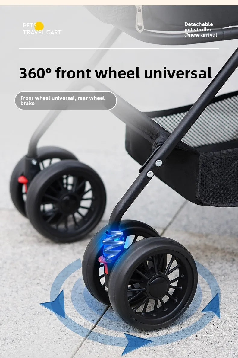 Pet cart Lightweight foldable out Pet cart Small dog cart Separable basket pet carriers and travel gear