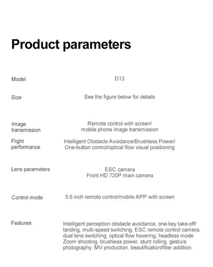 Xiaomi D13 GPS Drone 8K Triple-Camera HD Optical Flow Intelligent Obstacle Avoidance Brushless Motor Screen Remote Control Drone