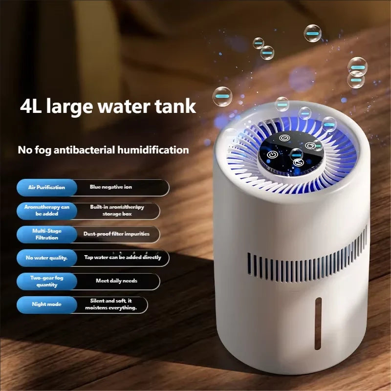 HOMEFISH Home Office Desktop Fog Free Humidifier Air Purifier for Bedroom Car - Safe for Pregnant Women Mothers Babies