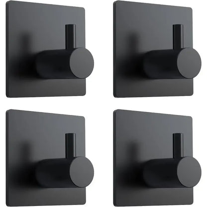 4pcs Self-Adhesive Towel Hooks 304 Stainless Steel Stick-On Wall Hooks For Home Coat Robe Bathroom Organization Accessories