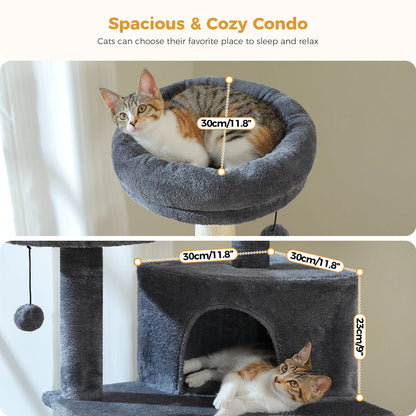 Multi-Level Cat Tree for Indoor Cats Large Cat Tower with Cozy Condo Hammock Sisal Scratching Posts Cat Scratchers Bed Cat Toys
