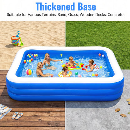 Foldable Inflatable Pool Thickened Family Swimming Pools Adult & Children Paddling Pool for Garden Backyard Summer Water Parties