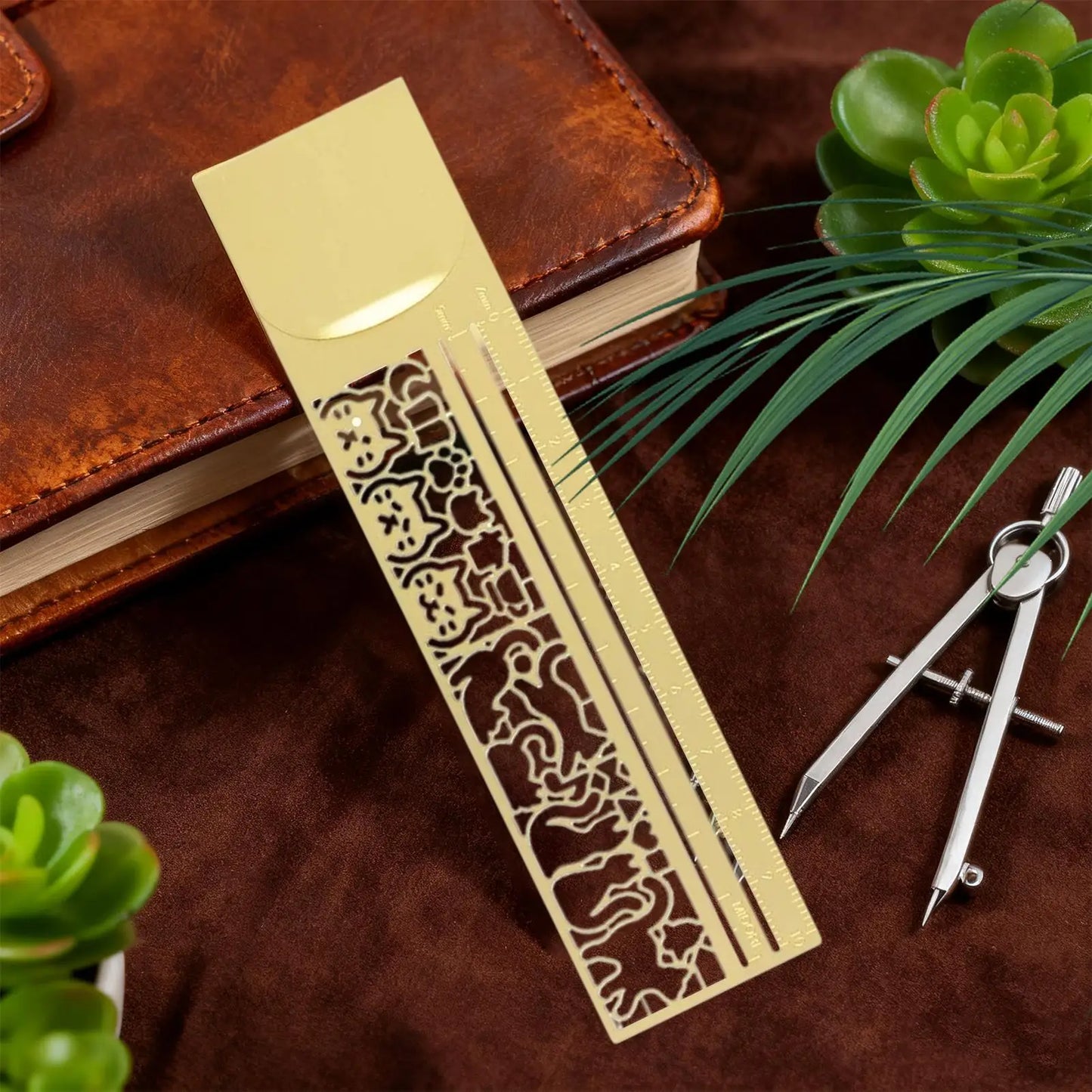 3in1Cat Lover Template Ruler Cute Cat Designs Bookmark & Double-Sided Ruler Perfect Gift for Diary Planner