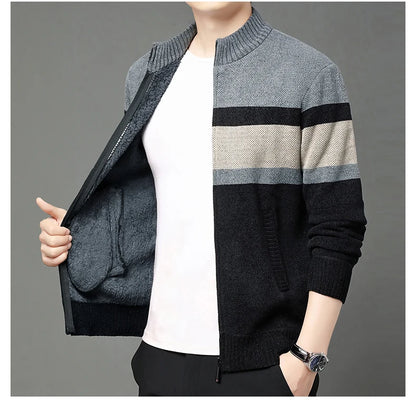Premium Thick Chenille Fabric Warm New Brand Casual Fashion Stand Collar Men Jacket Streetwear Zipper Autumn Winter Coats