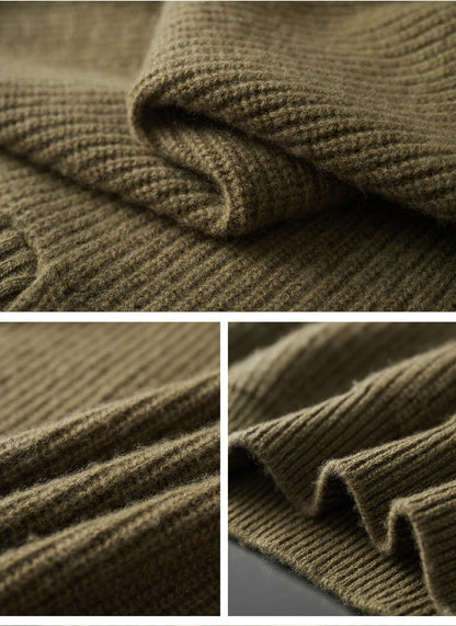 Pullover sweater for men, men's lapel sweater 2025 new loose knit autumn and winter full sleeved men's 100% Australian wool swea