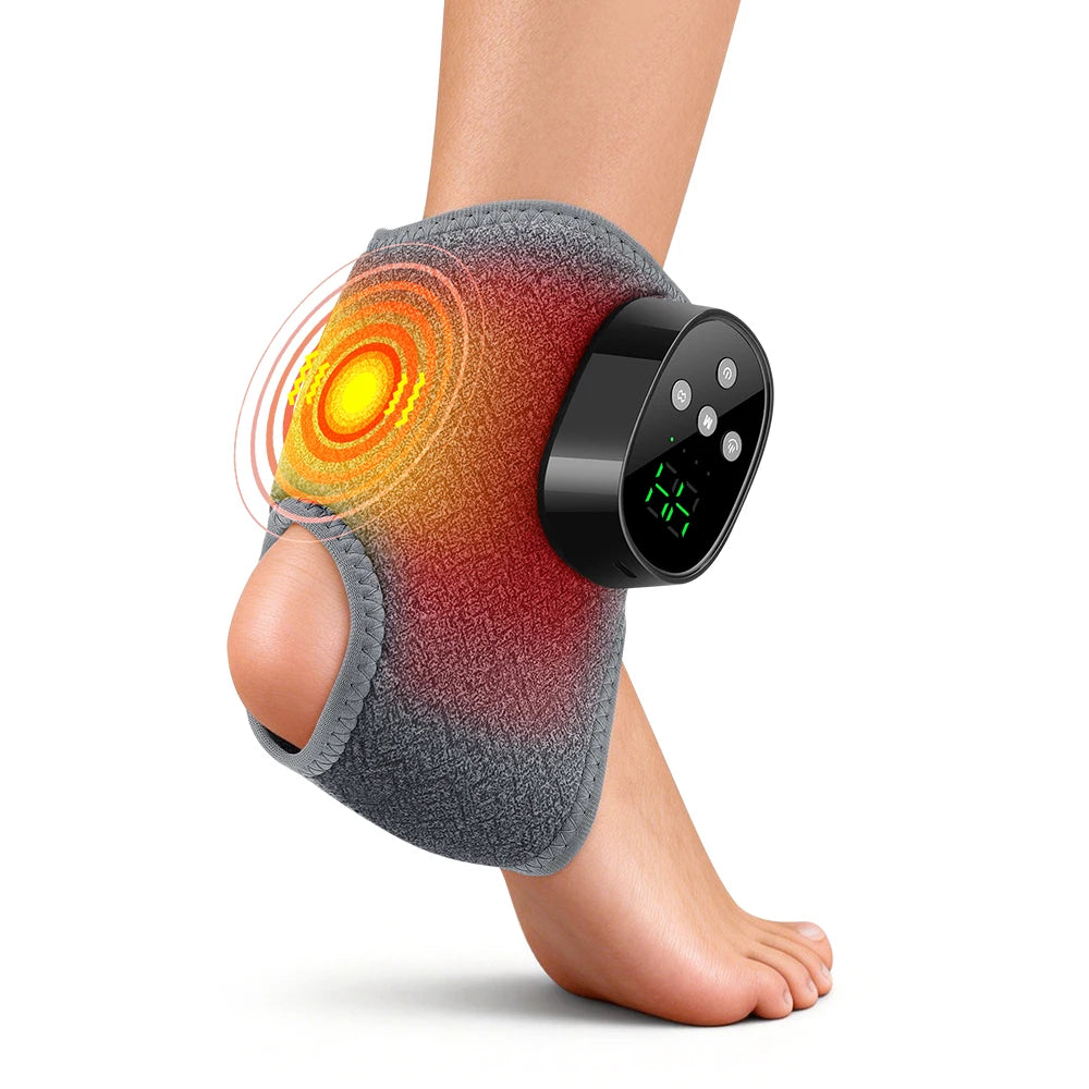 Cordless Electric Ankle Guard 4-Level Heated Vibration Massager Hot Compress Ankle Brace for Left And Right Foot