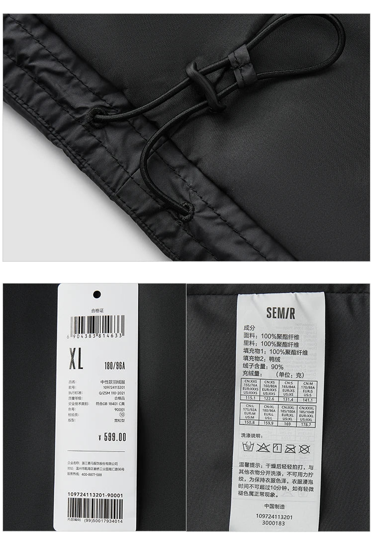 Semir Down Jacket Men Women 2026 Winter New Light Short Coat Three-Proof Thermal Puffer Coat Couple Top Trendy Down Jacket
