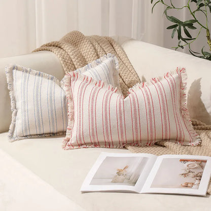 Summer Boho Pillow Covers 30x50 Living Room Sofa Fringed Edges Decorative Striped Throw Pillow Cover BreathableHome Decor
