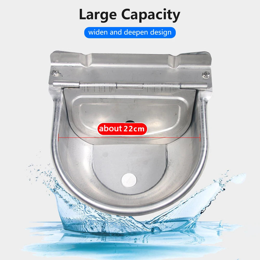 Stainless Steel Automatic Waterer Pet Livestock Tool Animals Water Bowl with Floating Ball for Cattle Horse Goat Sheep Dog
