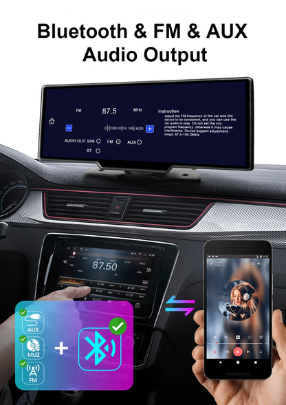 7/10.26" Wireless Carplay Screen for Car,5G Wifi Dash Cam 4K Car DVR,Android Auto Dual Lens GPS Navigation Video Recorder,FM AUX