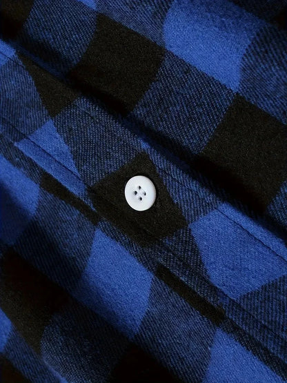 Spring and Autumn Fashion Cotton Long Sleeve Men's Shirt New Brushed Red Plaid Business Leisure Fit Flannel No iron