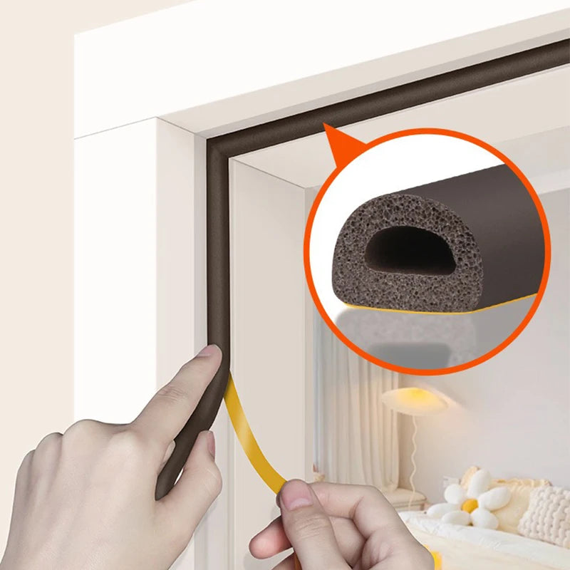 5m/10m Door Seal Strip Self-adhesive Draft Stopper Tape Window Weather Stripping Dustproof Insulation Noise Rubber Sealing Strip