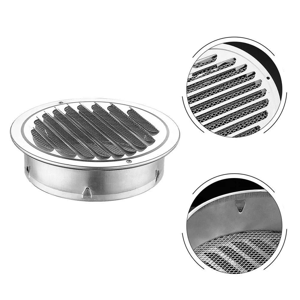 1PCS Circle Air Vent Grill Cover Stainless Steel Silver 70-160mm Round Exterior Wall Duct Ventilation Tool Accessories Home Part