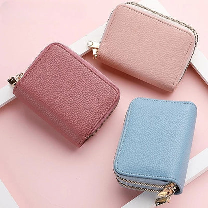 Women's Double Zipper Wallet Fashion Short Credit Card Holder with Large Capacity Coin Purse