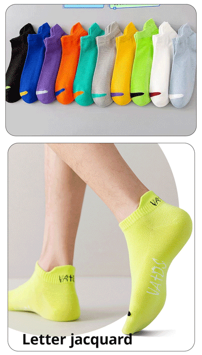 5 Pairs Bright Color Ankle No Show Socks Men Breathable Street Fashion Sport Deodorant Invisible Travel Running Socks