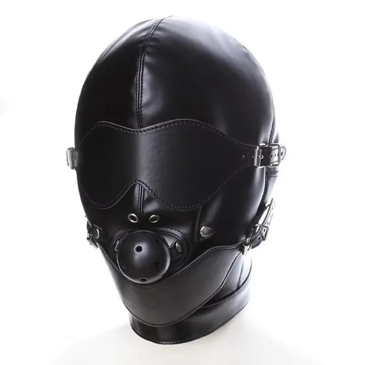 Bondage BDSM Sex Mask Fetish Hood With Gags Leather  Deprivation Hood Adult Slave Games Full Head Sex Toys for Women Men Gay