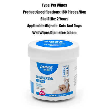 150Pcs Pet Eye Wipes Cats And Dogs Tearmark Wet Wipes Dog Cat Eyes Ears Cleaning Paper Towels Cats And Dogs Universal No Irr