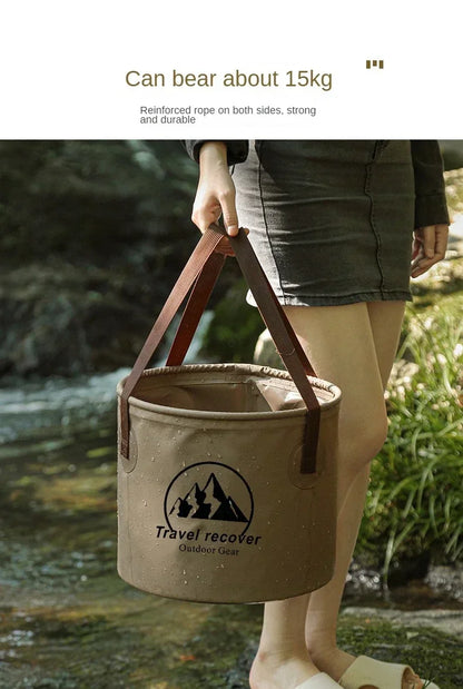 5/10/20L Folding Portable Bucket with Cover Car Wash Fishing Bathroom Tool Silicone Bucket Outdoor Camping Household Supplies